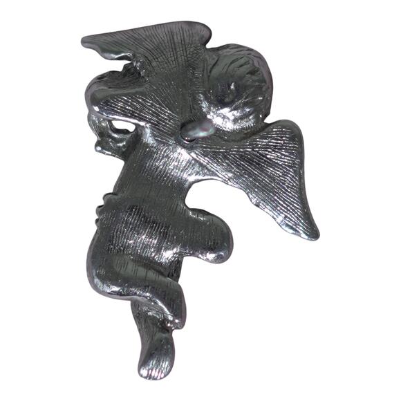 Avon Cherub Scatter Pin Silver Tone Pinback Button Brooch Angelcore Holiday EUC - Picture 2 of 11